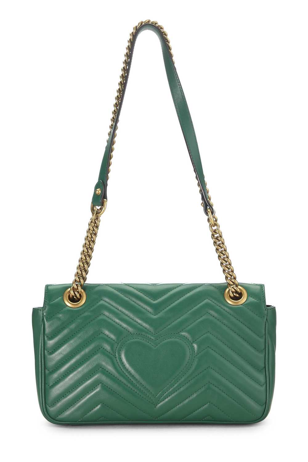 Green Leather GG Marmont Shoulder Bag Small - image 4