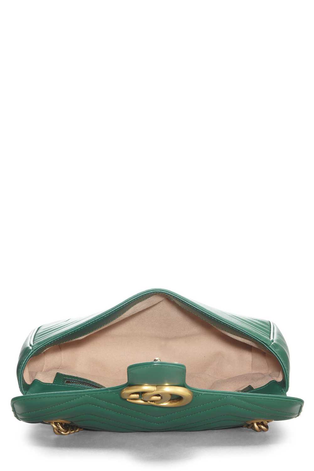 Green Leather GG Marmont Shoulder Bag Small - image 6