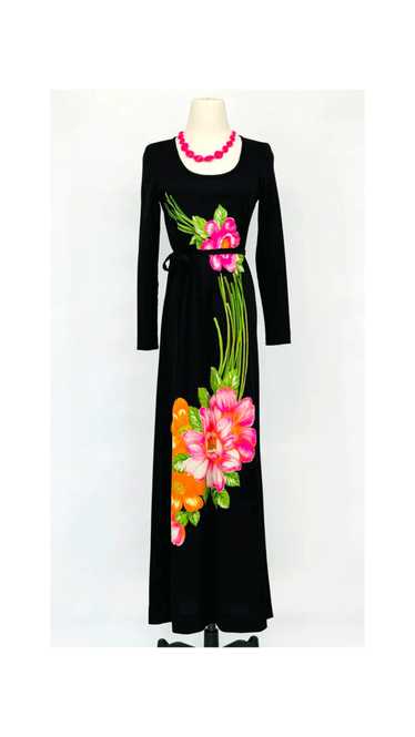 1970 Lilli Diamond Black Floral Maxi Dress