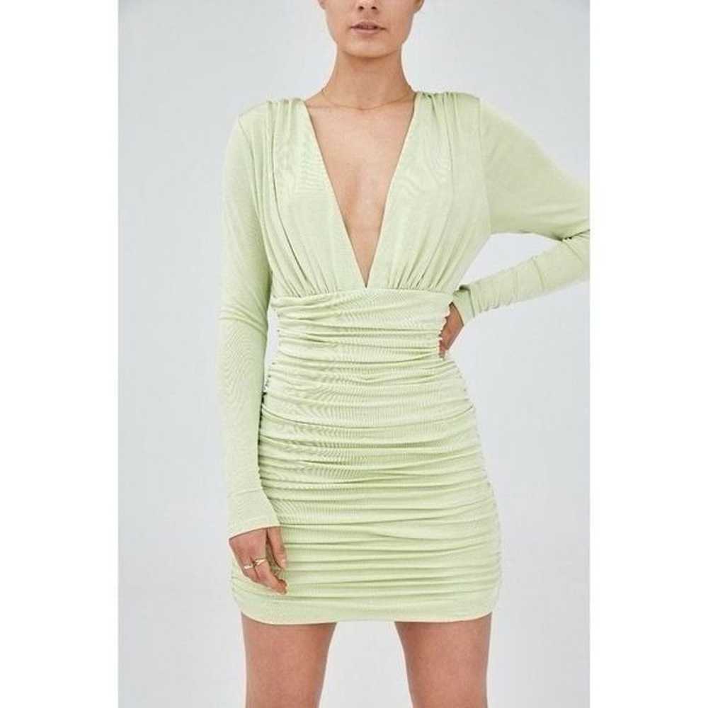 finders keepers dress long sleeve deep v neck ruc… - image 1