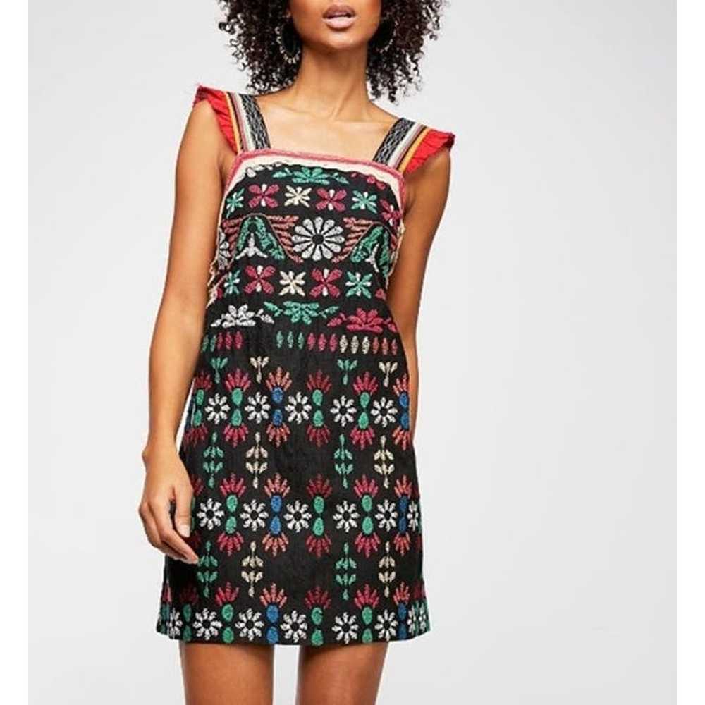 Free People Cozumel Embroidered Mini Dress in Bla… - image 1
