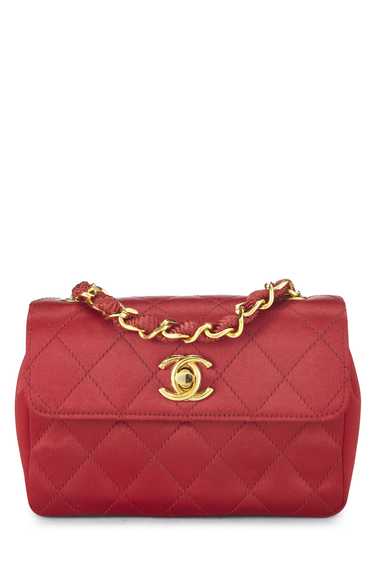 Red Quilted Satin Half Flap Micro