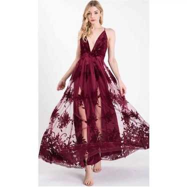 Windsor Morgan Formal Flocked Velvet Dress