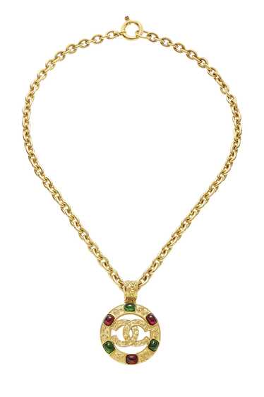 Gold Filigree Gripoix 'CC' Round Necklace Large