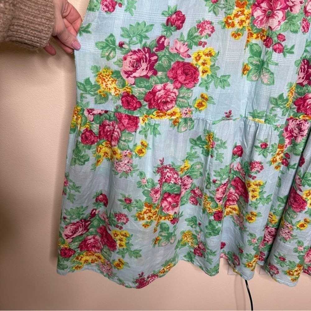 April Cornell Floral Cotton Maxi Dress in Aqua Si… - image 4