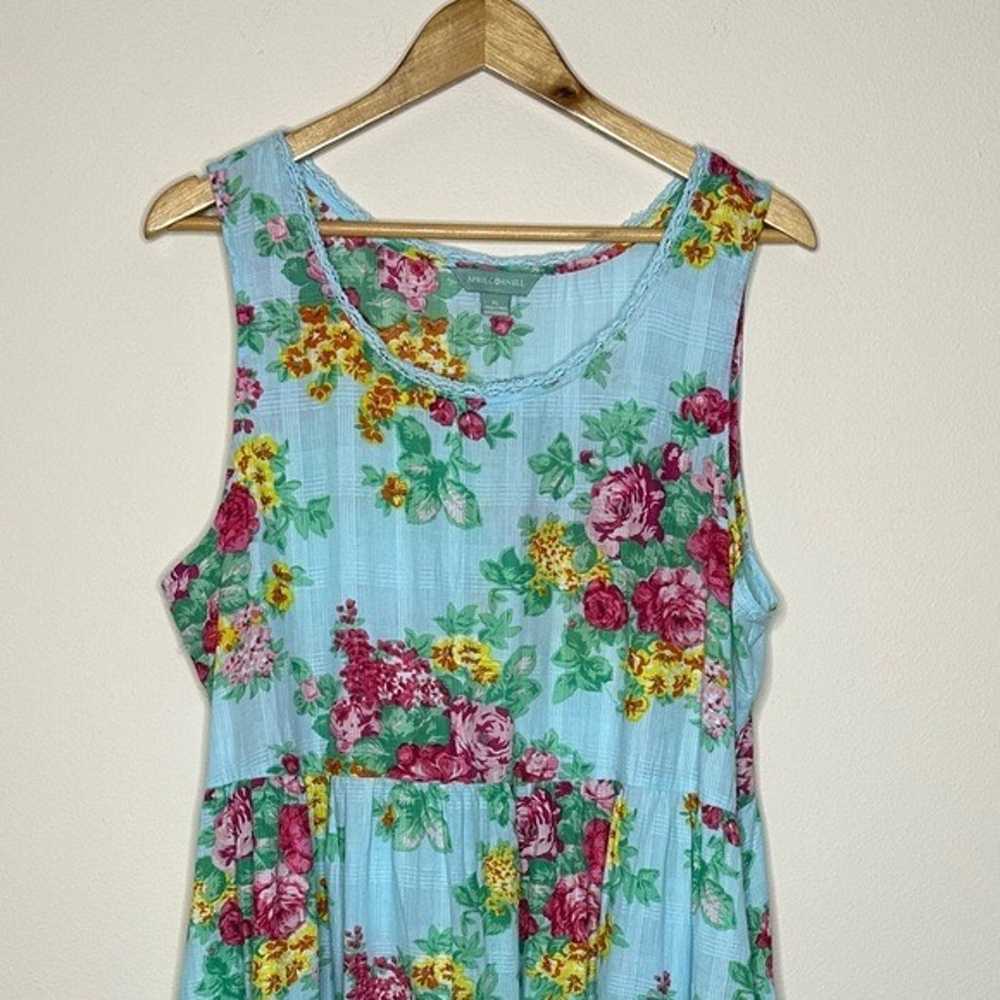April Cornell Floral Cotton Maxi Dress in Aqua Si… - image 5