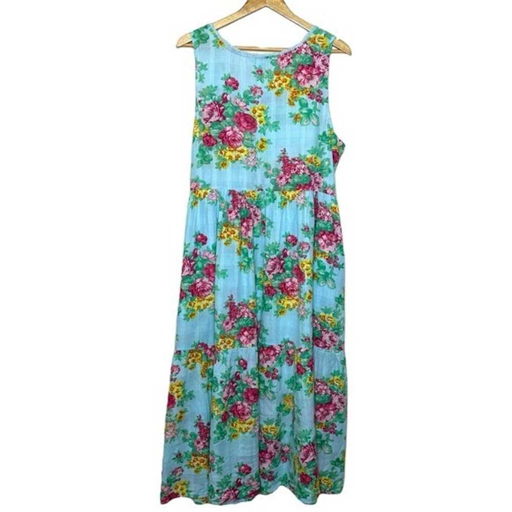 April Cornell Floral Cotton Maxi Dress in Aqua Si… - image 8