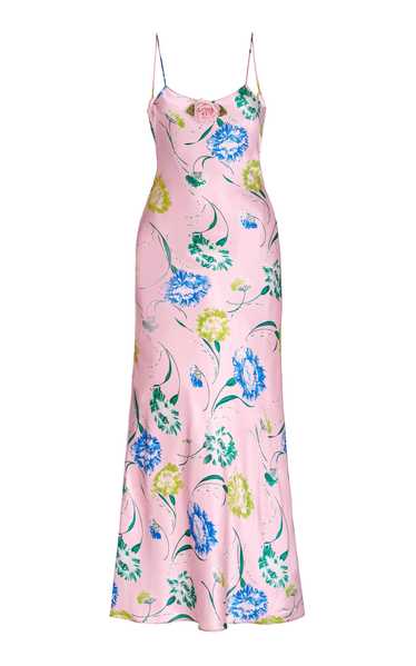 Product Details Rodarte Pink Floral Silk Slip Dres