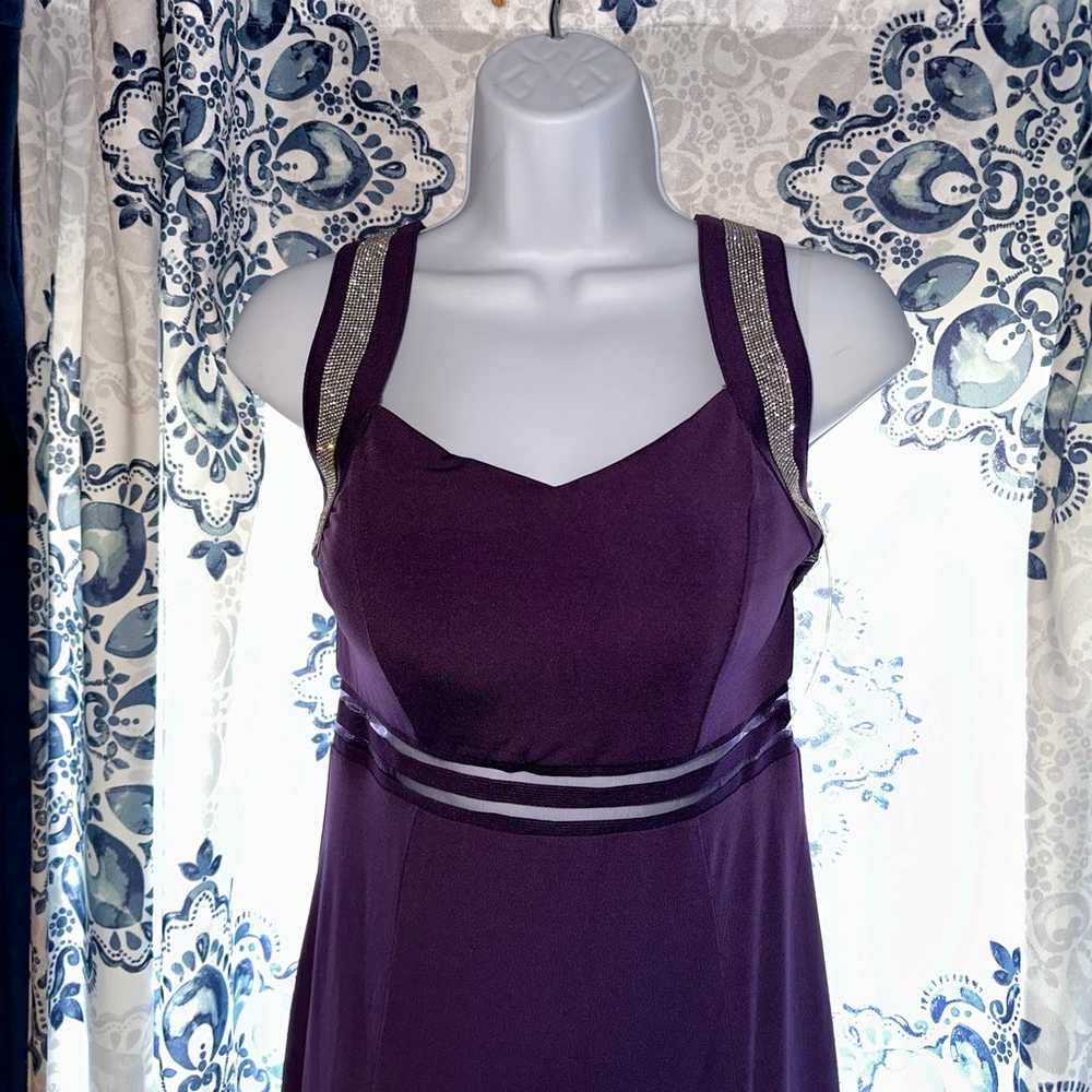 Long formal plum dress with rhinestone accents - image 2