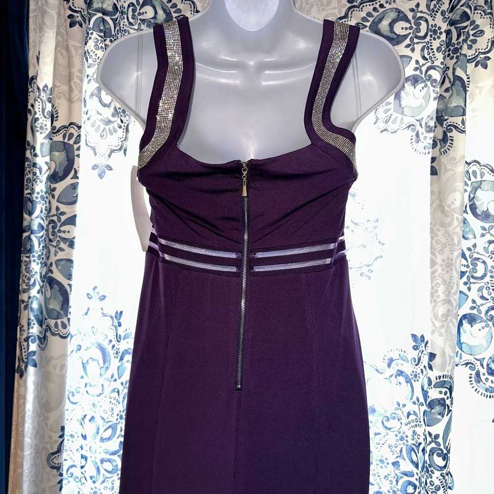 Long formal plum dress with rhinestone accents - image 3