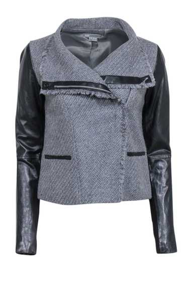 Vince - Grey Wool Asymmetric Jacket w/ Leather Sle