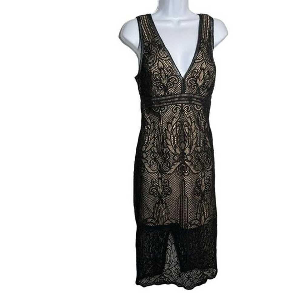 Bardot Revolve Black Lace Cockail midi Dress nude… - image 12