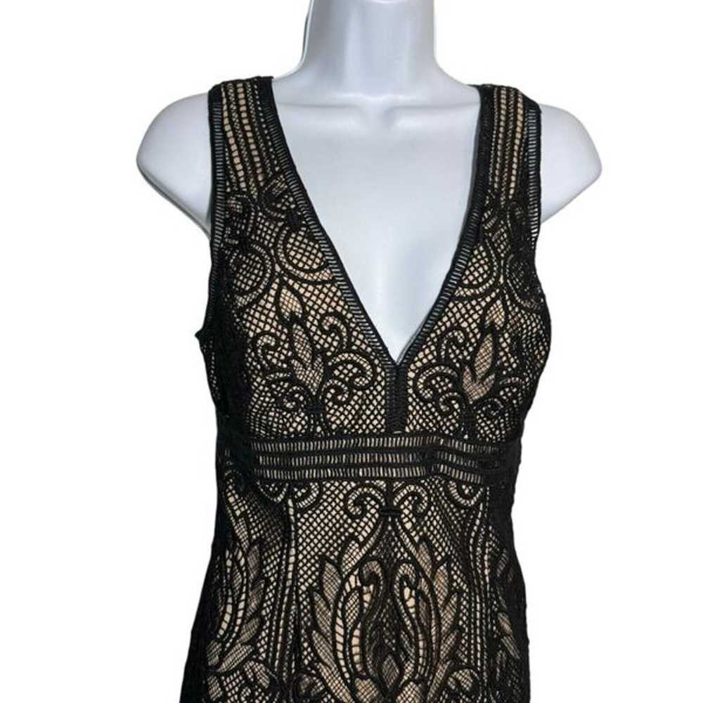 Bardot Revolve Black Lace Cockail midi Dress nude… - image 3