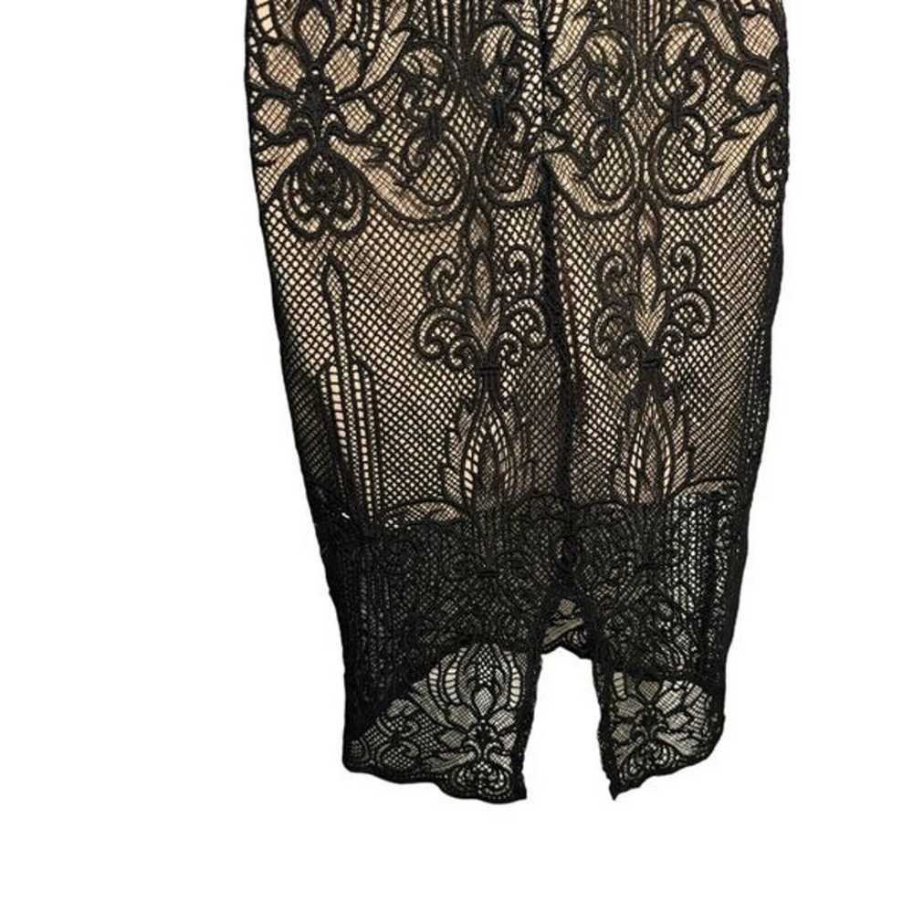 Bardot Revolve Black Lace Cockail midi Dress nude… - image 4