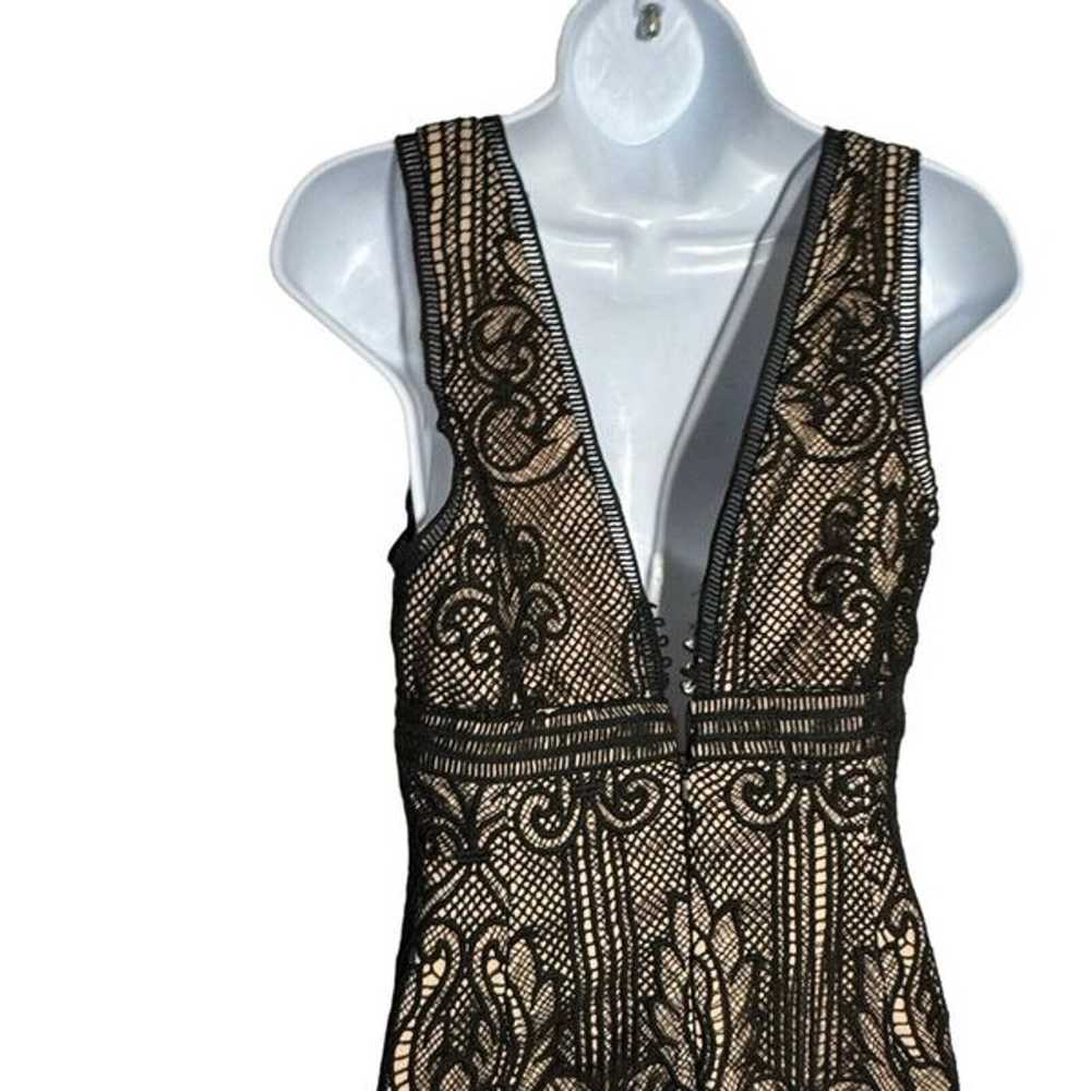 Bardot Revolve Black Lace Cockail midi Dress nude… - image 5