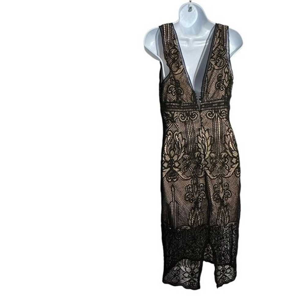 Bardot Revolve Black Lace Cockail midi Dress nude… - image 6