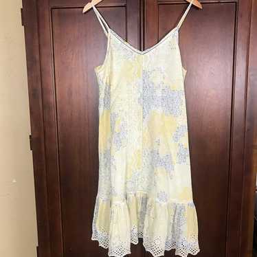 Yellow Sleeveless Embroidered Summer Dress