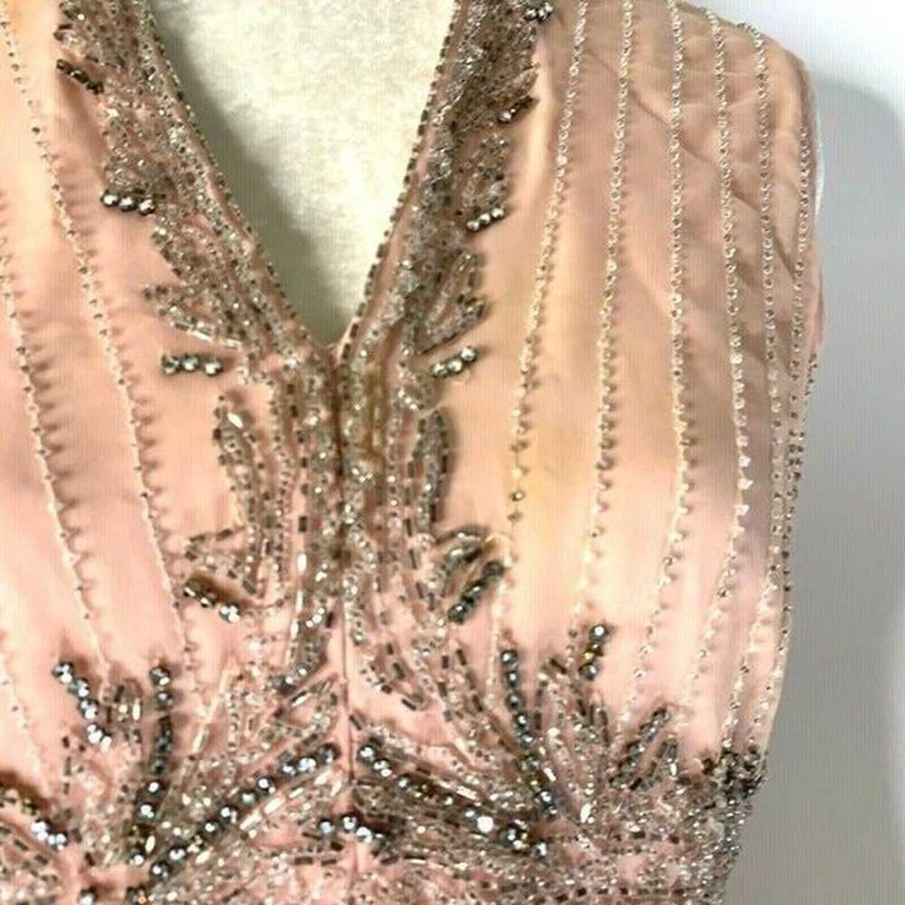 Vintage 70s Beaded Formal Gown S Pink Sleeveless … - image 11