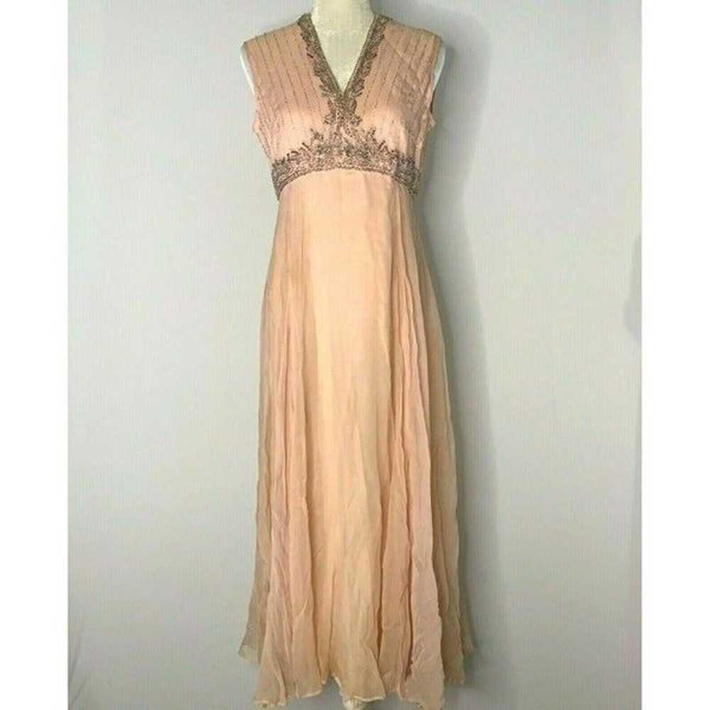 Vintage 70s Beaded Formal Gown S Pink Sleeveless … - image 2