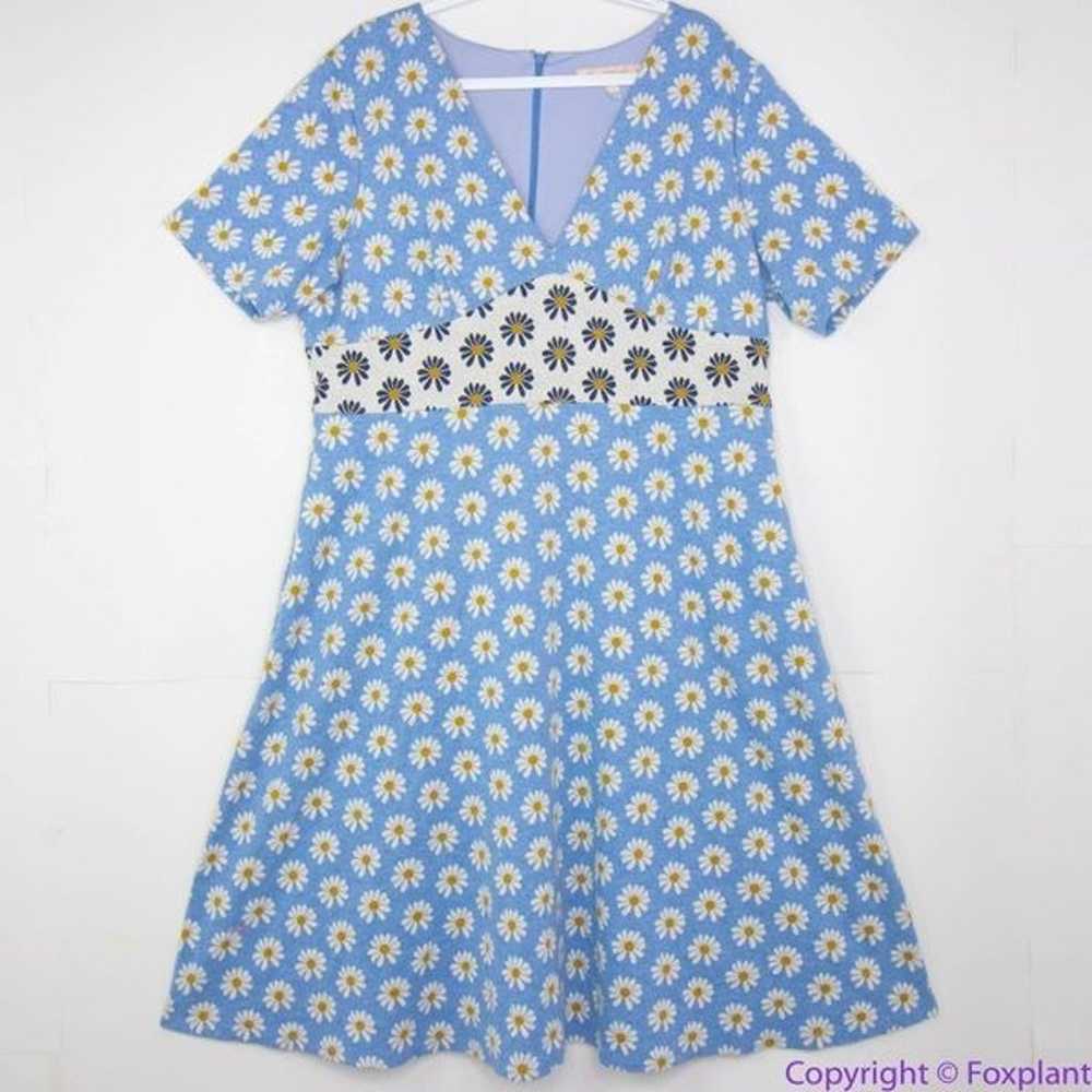 Hutch Anthropologie blue Daisy Rainey Dress V nec… - image 1