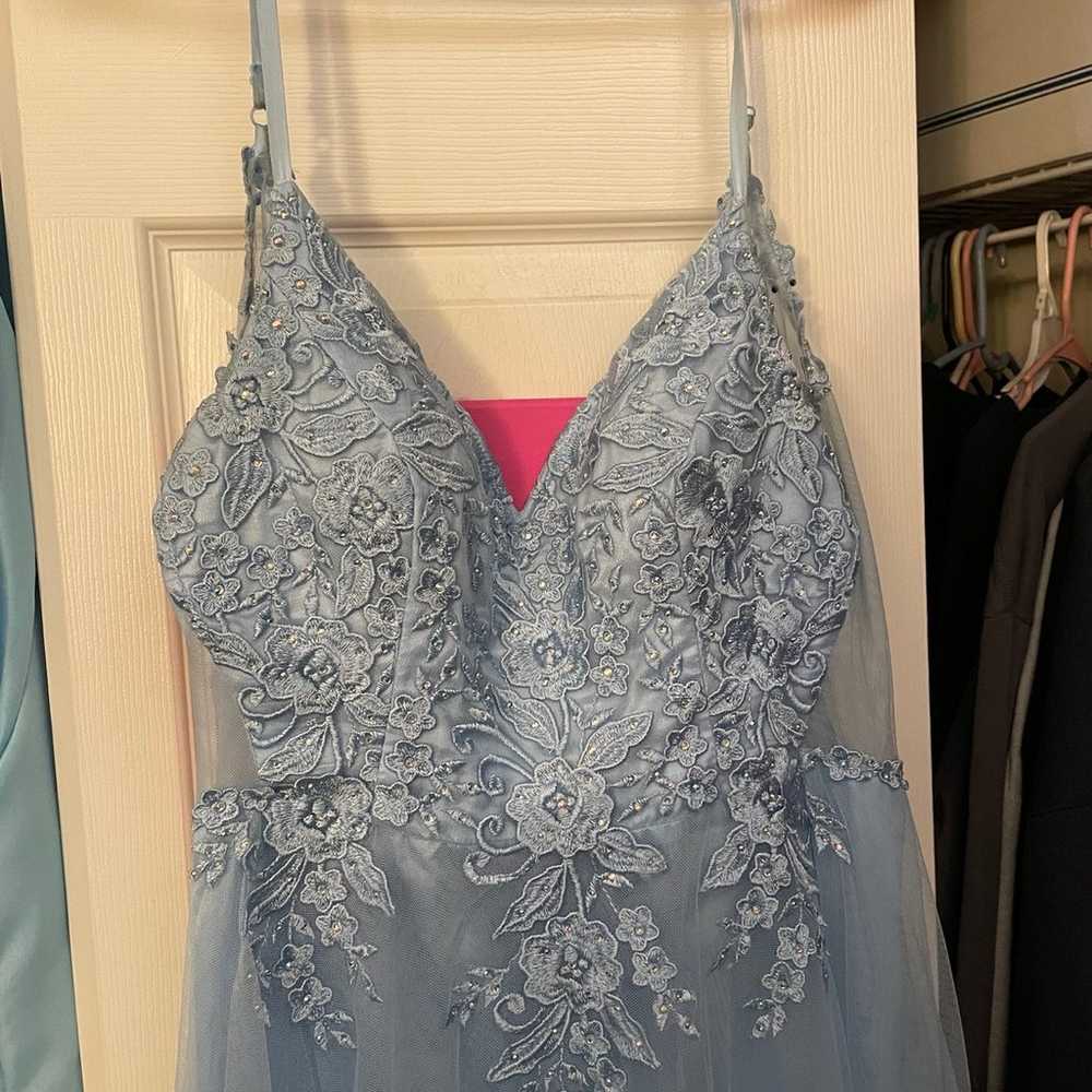 blue prom dress size 13/14 - image 2