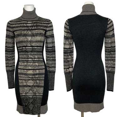 Karen Millen Sweater Knit Turtleneck Dress 2 Gray… - image 1