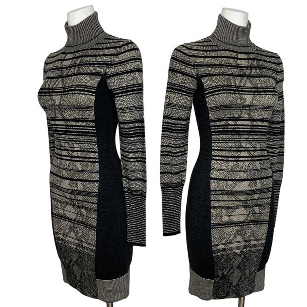 Karen Millen Sweater Knit Turtleneck Dress 2 Gray… - image 2