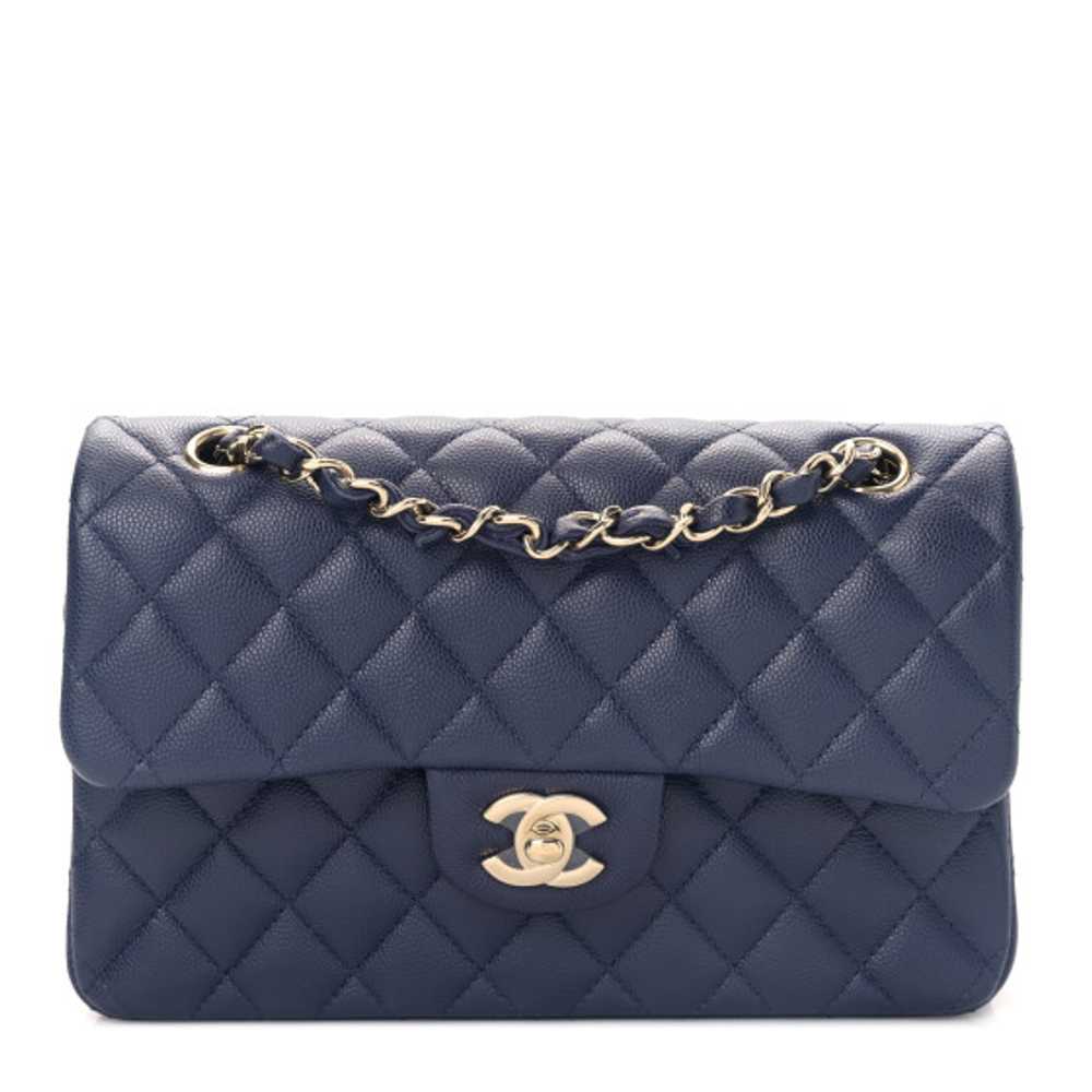 CHANEL Caviar Quilted Small Double Flap Blue - image 1