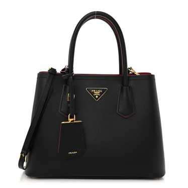 PRADA Saffiano Cuir Small Double Bag Black Fuoco - image 1