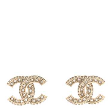CHANEL Crystal Timeless CC Earrings Gold