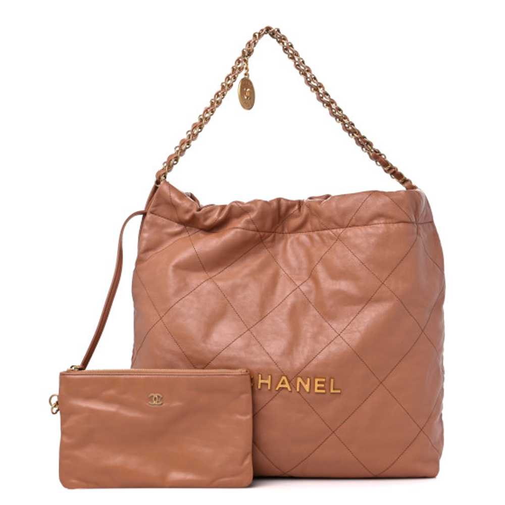 CHANEL Shiny Calfskin Quilted Chanel 22 Camel - image 1