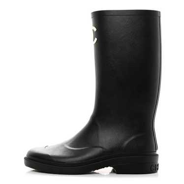 CHANEL Caoutchouk CC High Boots 40 Black