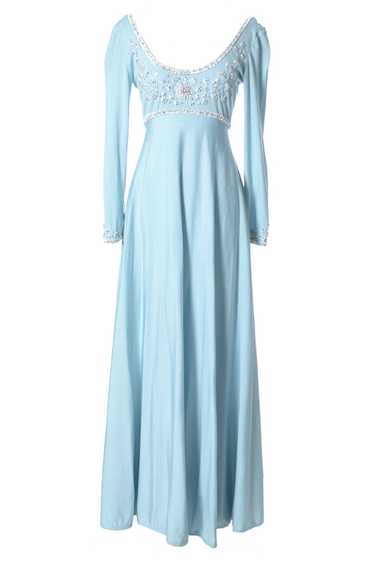 Blue Jersey Beaded Vintage Maxi Dress Victoria Roy