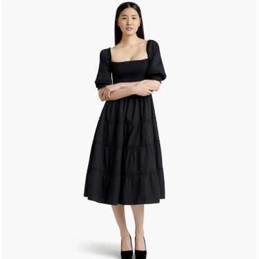 HILL HOUSE Nesli Dress - Black Cotton Poplin - image 1