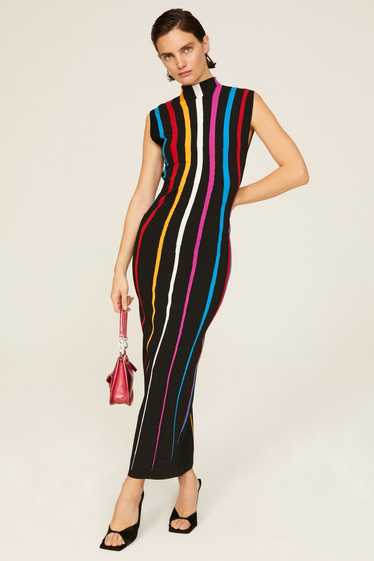 Victor Glemaud Rainbow Striped Midi Dress
