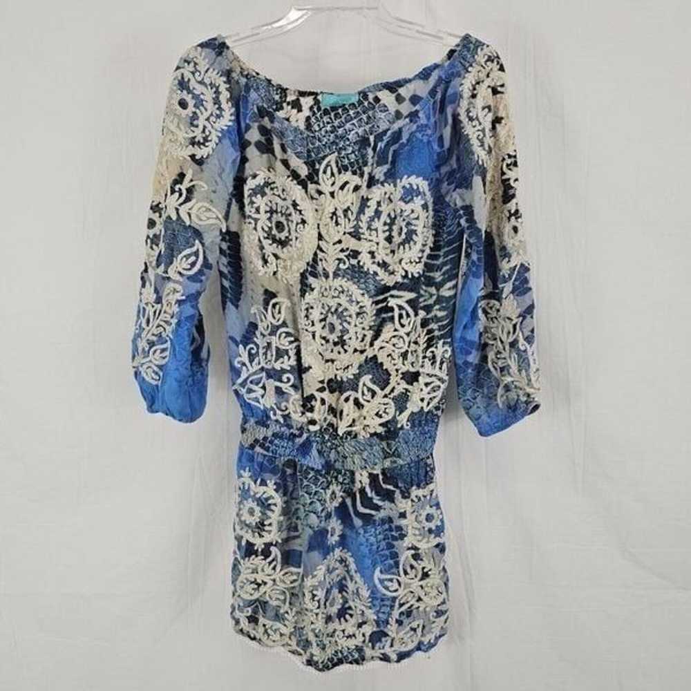 Taj By Sabrina Crippa Blue Snake Print Mini Dress… - image 1