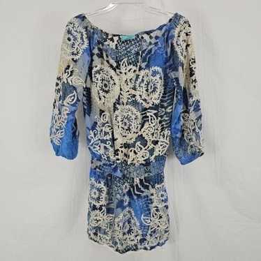 Taj By Sabrina Crippa Blue Snake Print Mini Dress… - image 1