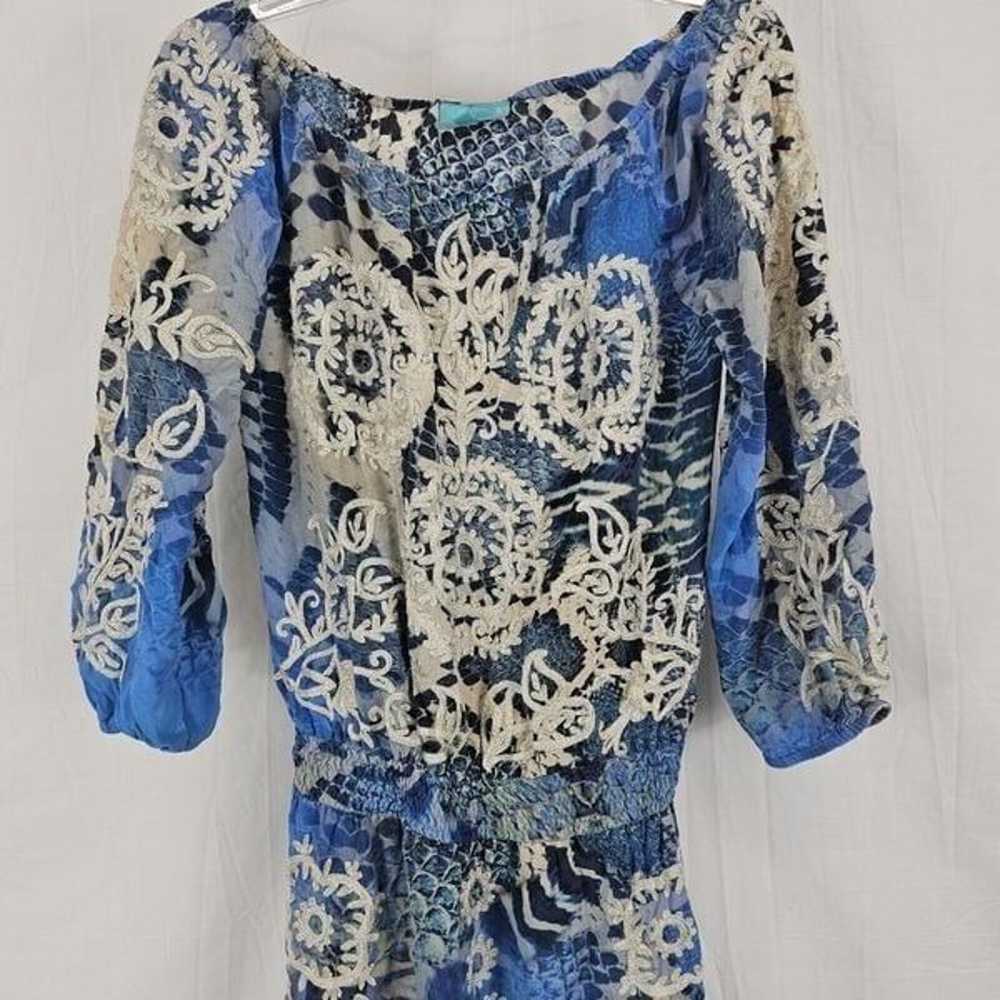 Taj By Sabrina Crippa Blue Snake Print Mini Dress… - image 3
