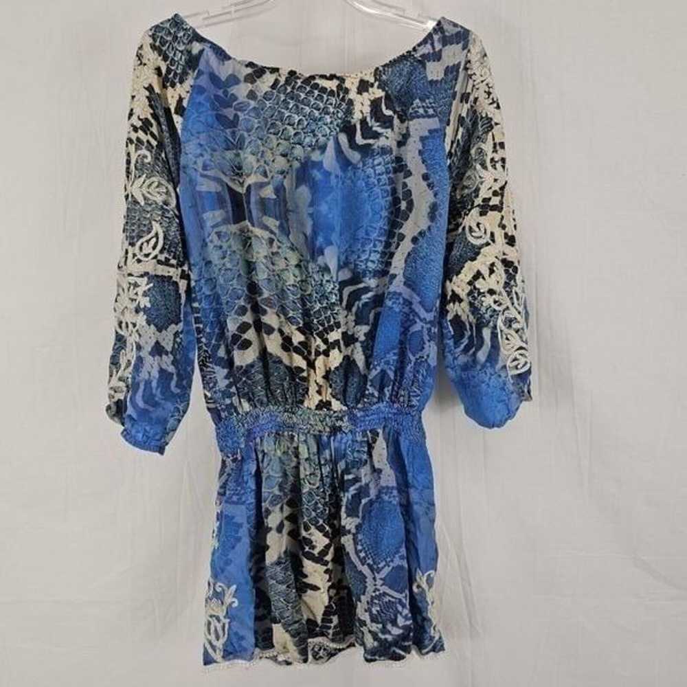 Taj By Sabrina Crippa Blue Snake Print Mini Dress… - image 6