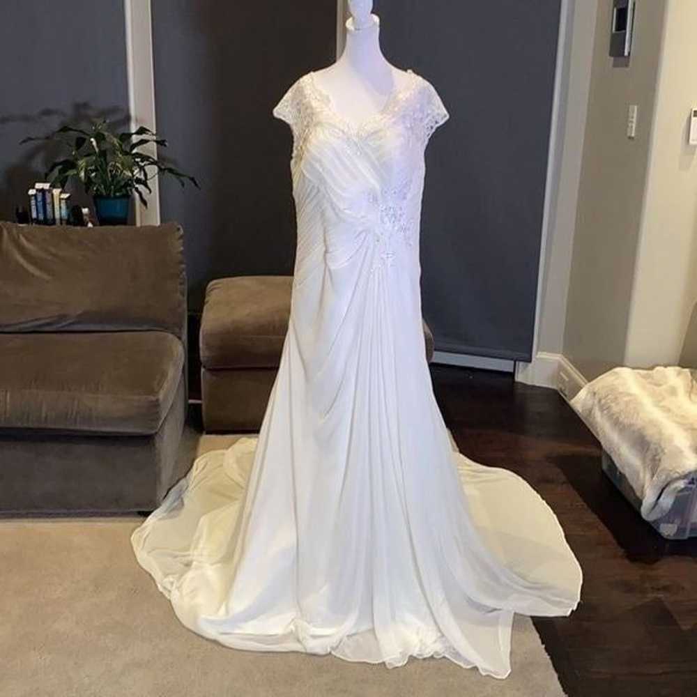 Women’s Chiffon Wedding Dress Corset Back Size 16… - image 1
