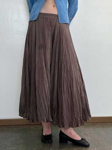 Vintage Crinkle Silk Skirt - Cocoa