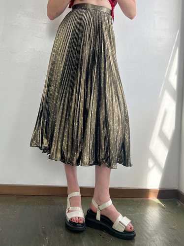 Vintage Pleated Skirt - Golden Metallic - image 1