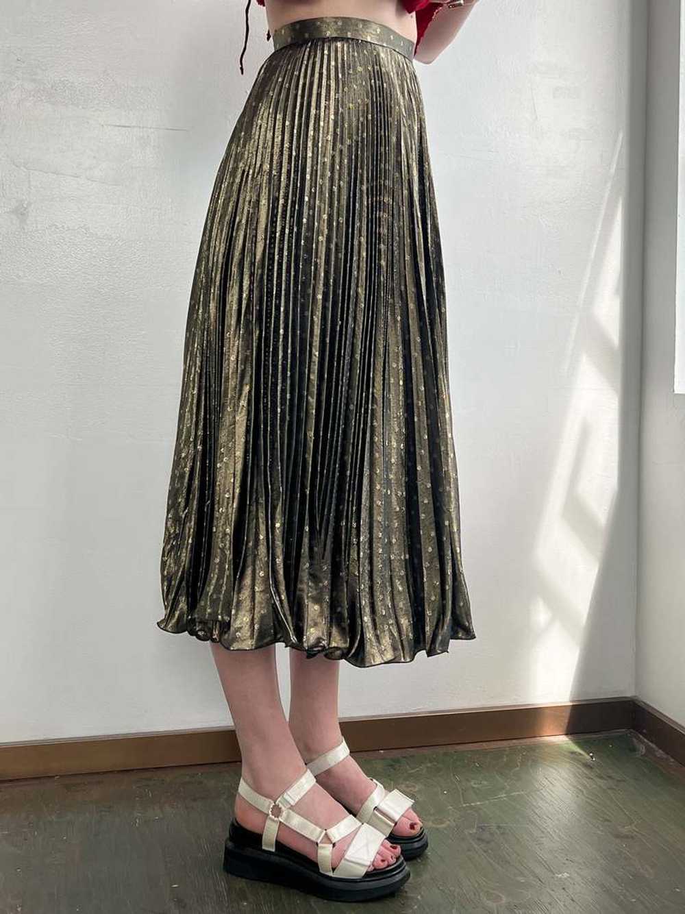 Vintage Pleated Skirt - Golden Metallic - image 3