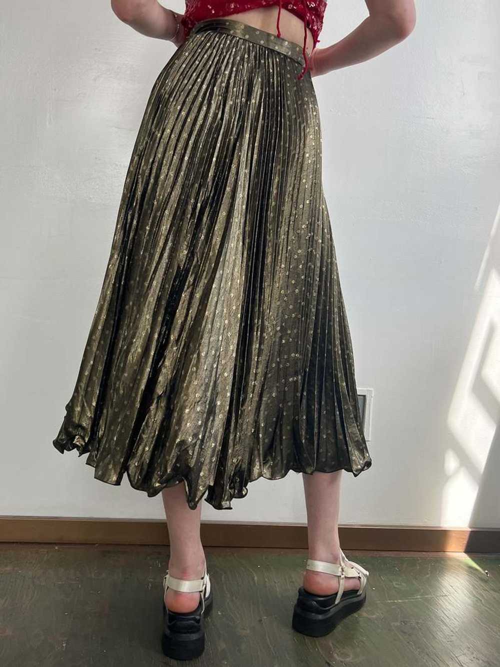 Vintage Pleated Skirt - Golden Metallic - image 4