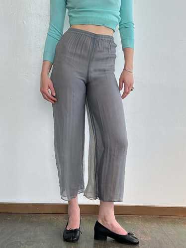 Vintage Donna Karan Sheer Silk Pants - Gray