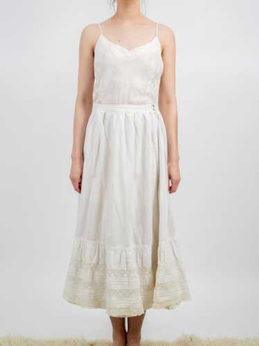 1900s White Cotton Lace Petticoat Skirt