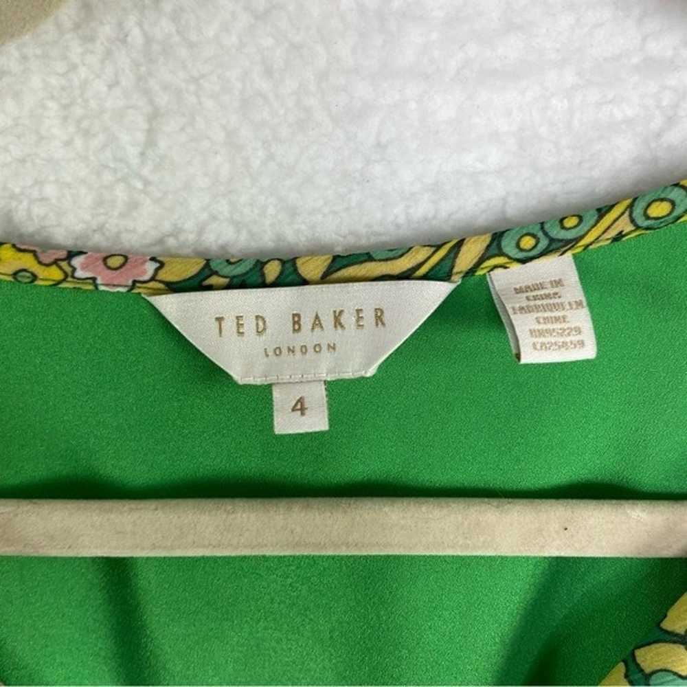 TED BAKER green floral tie London Ursille Midi Dr… - image 6