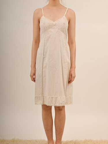 1950s White Cotton Eyelet Slip Dress