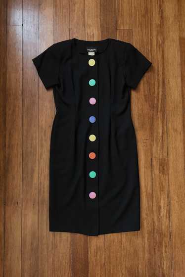1980's ABSTRACT BUTTON MIDI DRESS | SIZE S/M
