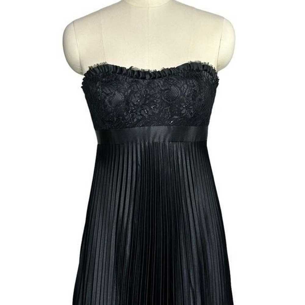 Badgley Mischka Black Satin Lace Pleated Gown | S… - image 6